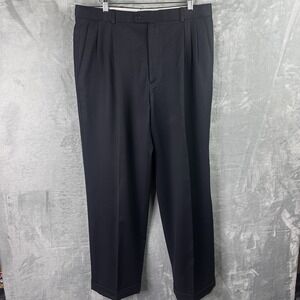 Zanella Alter Black Wool Dress Pants Men's 34 Italy Pleated Trousers*